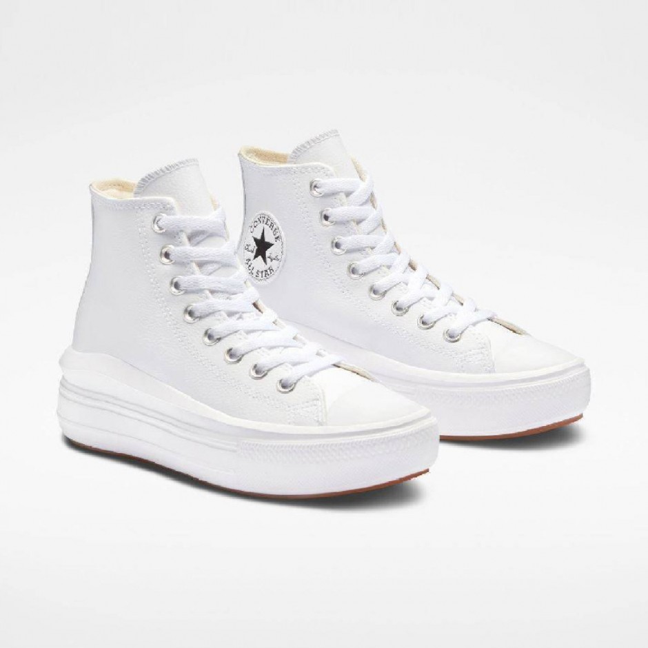 Γυναικεία Sneakers Λευκά - Converse Chuck Taylor All Star Move Platform Leather 
