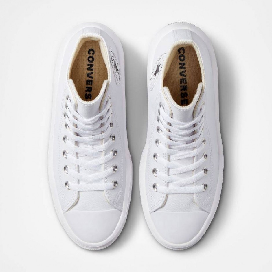 Γυναικεία Sneakers Λευκά - Converse Chuck Taylor All Star Move Platform Leather 