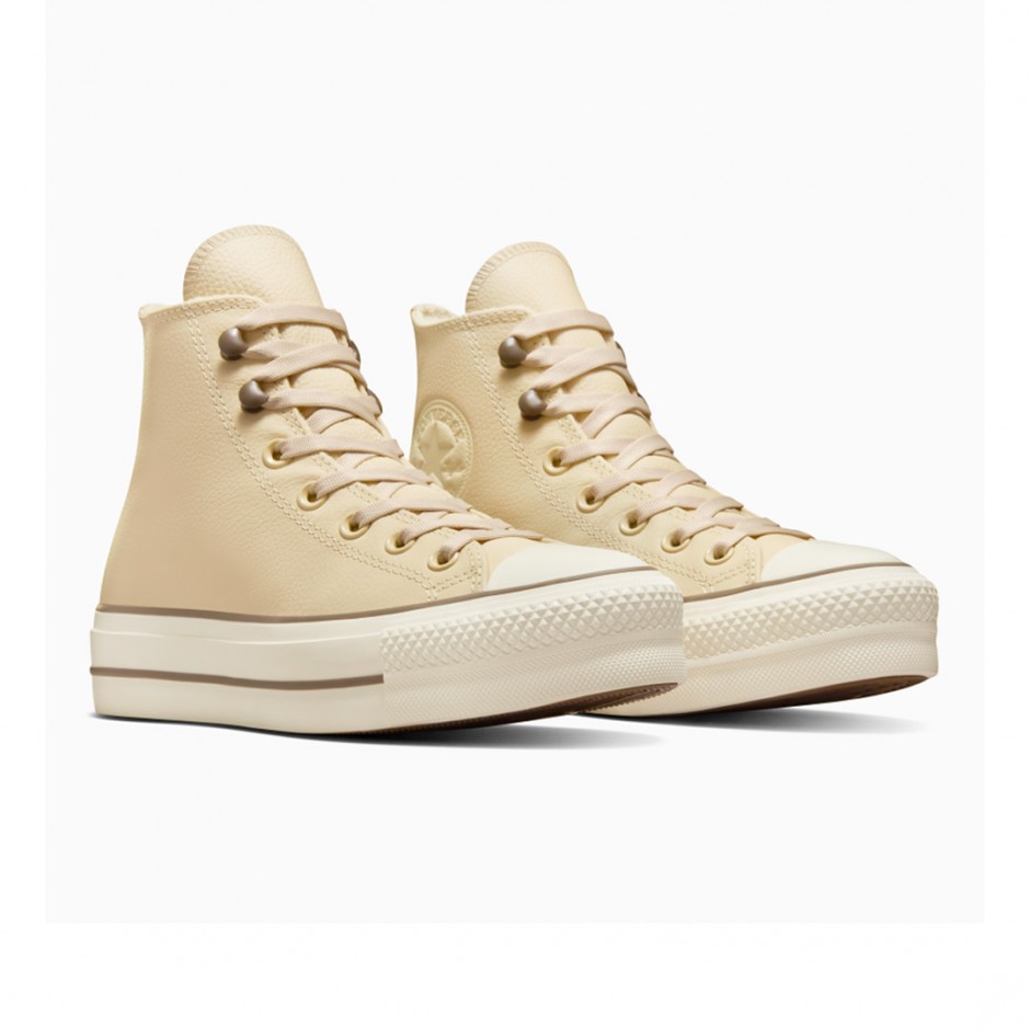 CONVERSE CHUCK TAYOR ALL STAR LIFT PLATFORM LEATHER A11158C Ecru