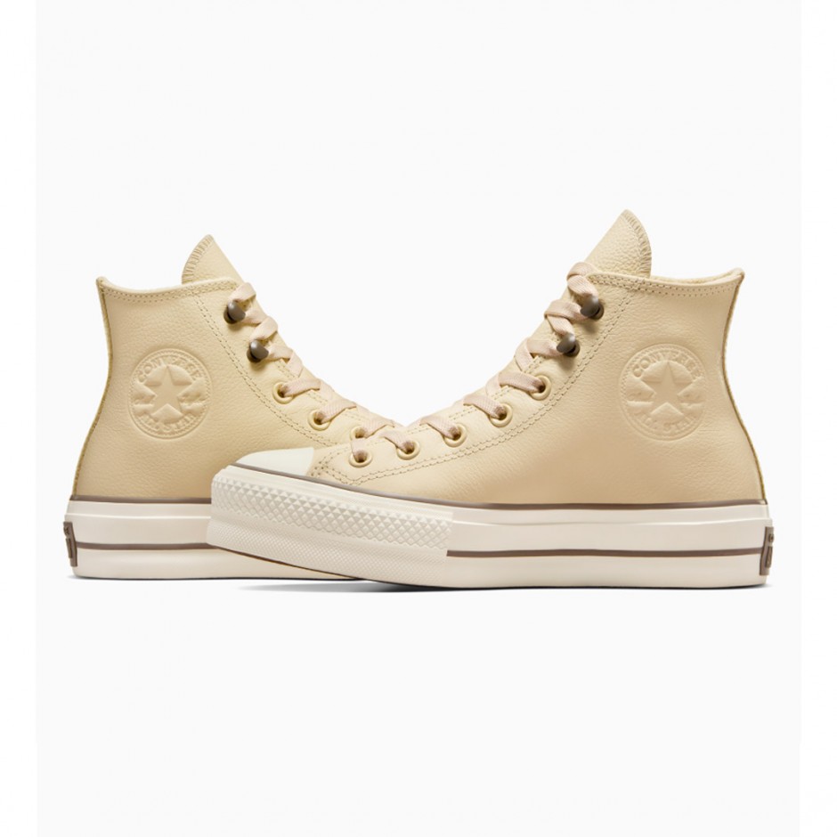 CONVERSE CHUCK TAYOR ALL STAR LIFT PLATFORM LEATHER A11158C Ecru