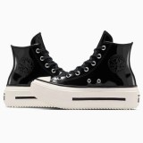 Γυναικεία Sneakers Μαύρα - Converse Chuck Taylor All Star Lift Double Platform Leather Εικόνα 3