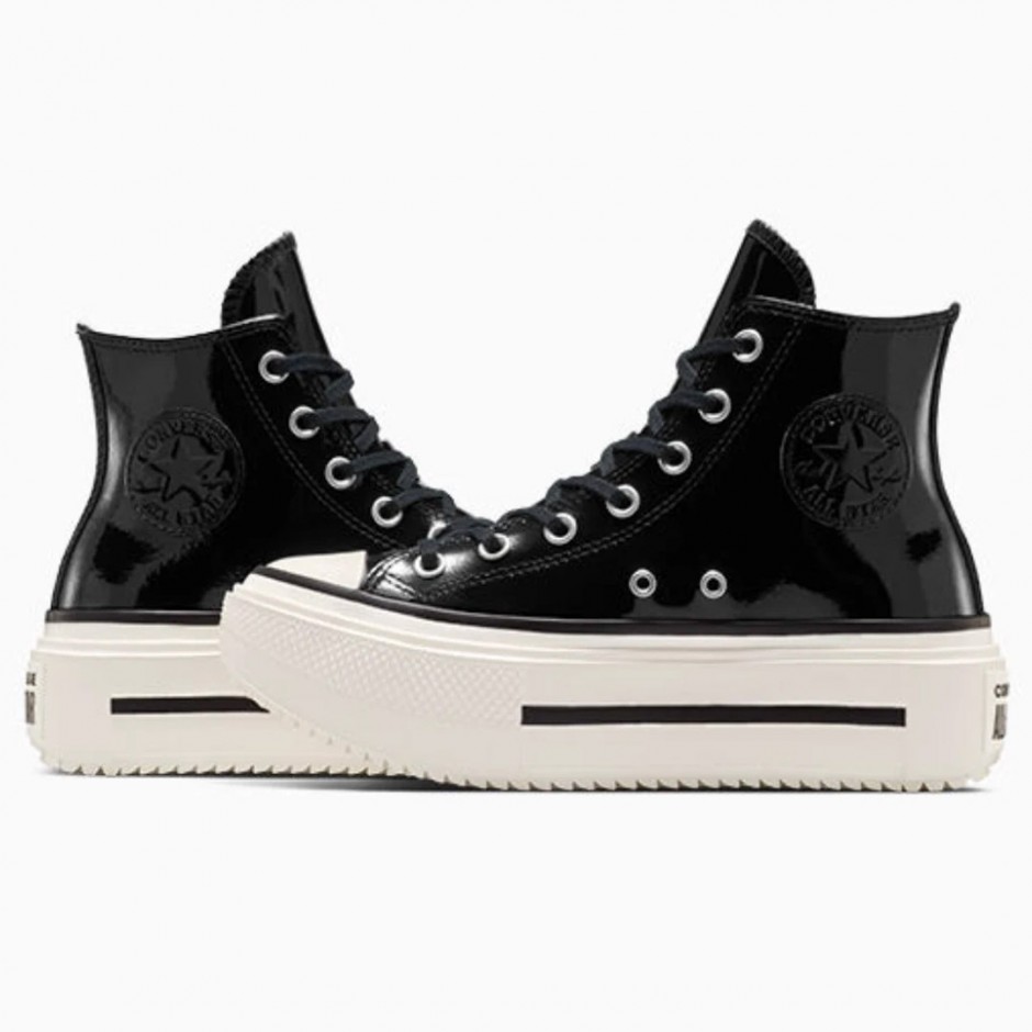 Γυναικεία Sneakers Μαύρα - Converse Chuck Taylor All Star Lift Double Platform Leather