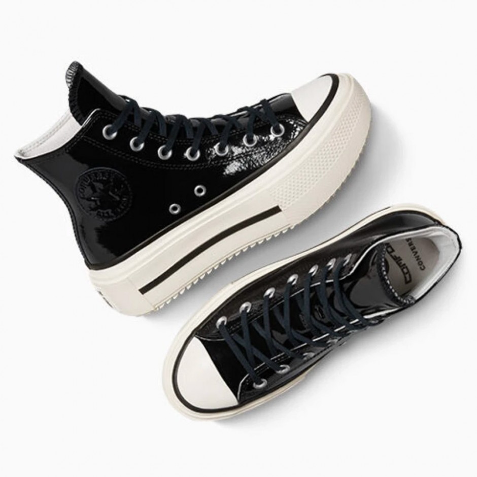 Γυναικεία Sneakers Μαύρα - Converse Chuck Taylor All Star Lift Double Platform Leather