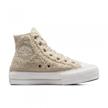 Converse Chuck Taylor All Star Lift Platform Sherpa Μπέζ - Γυναικεία Παπούτσια