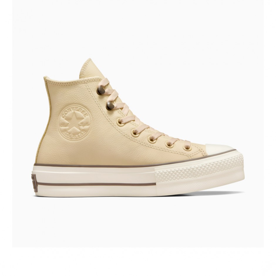 CONVERSE CHUCK TAYOR ALL STAR LIFT PLATFORM LEATHER A11158C Ecru