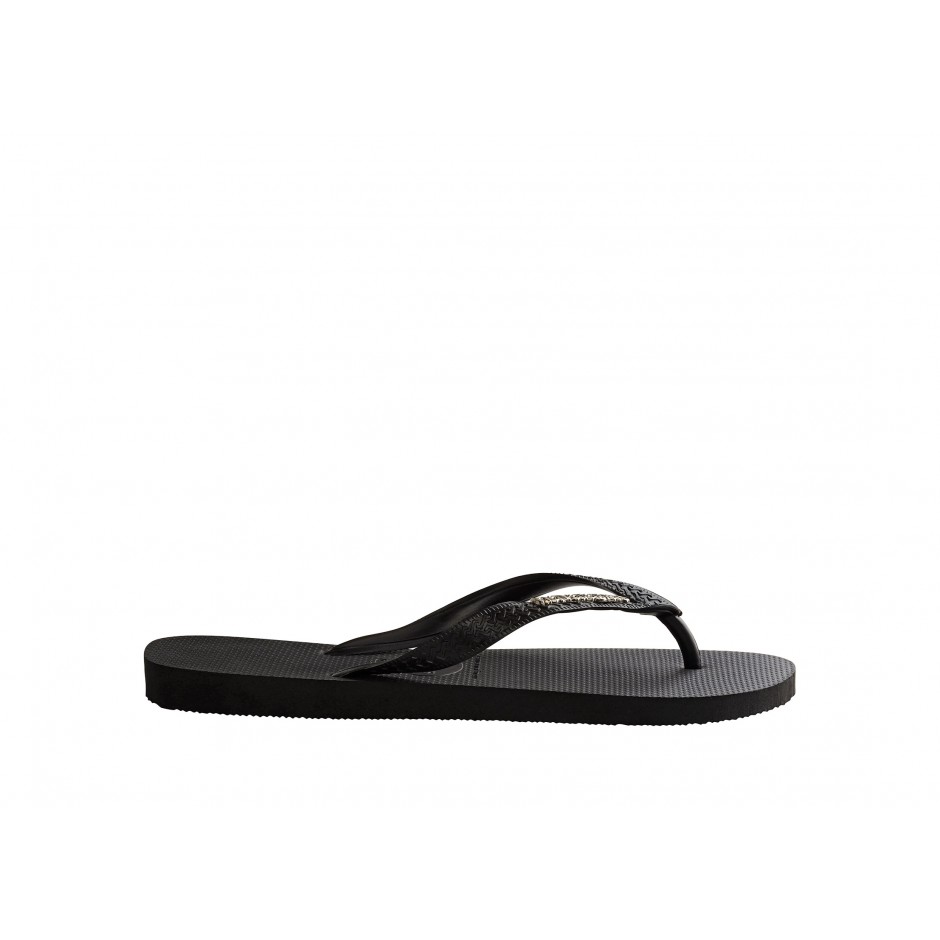 Γυναικείες Σαγιονάρες Μαύρες - Havaianas Top Logo Metallic