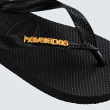 Γυναικείες Σαγιονάρες Μαύρες - Havaianas Top Logo Metallic Εικόνα 3