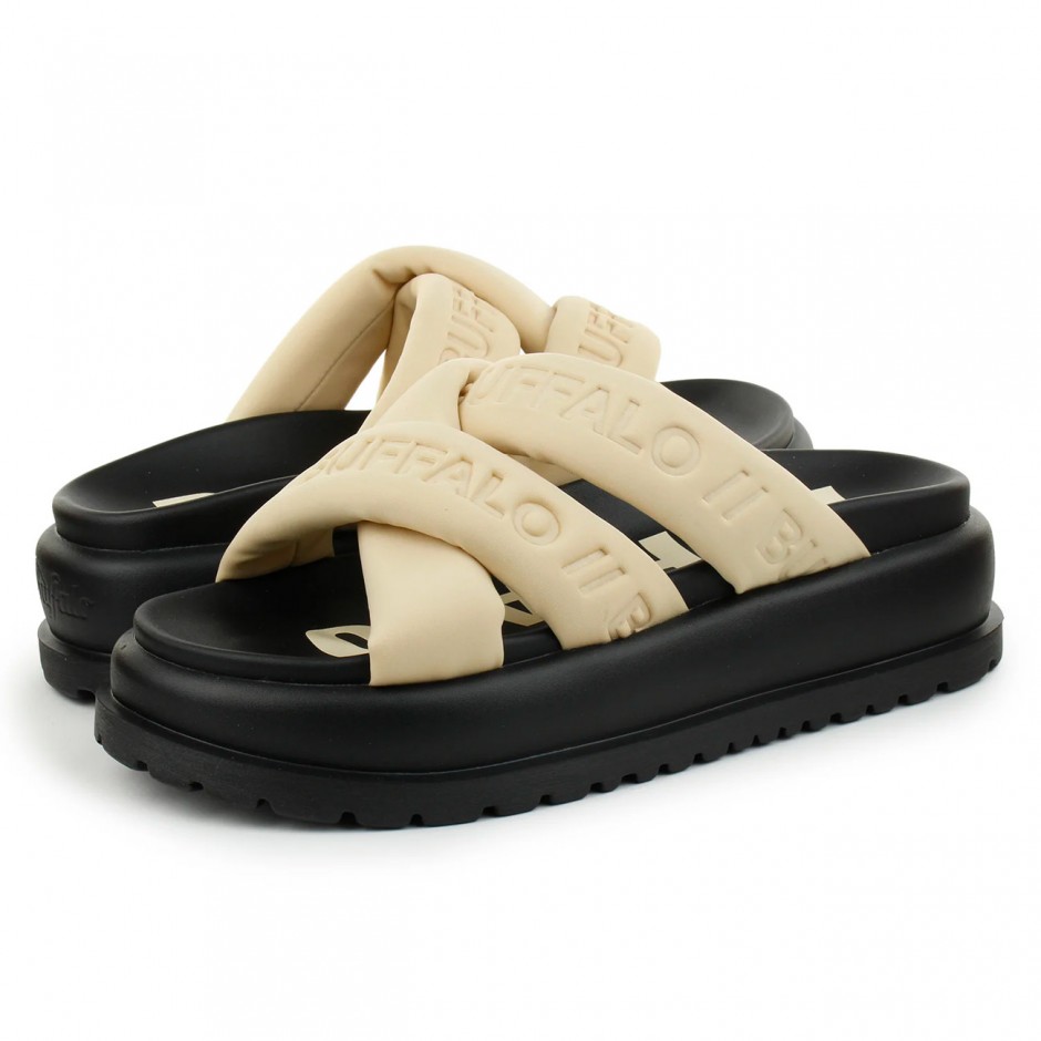 Γυναικεία Slides Μπεζ - Buffalo Palma Cross