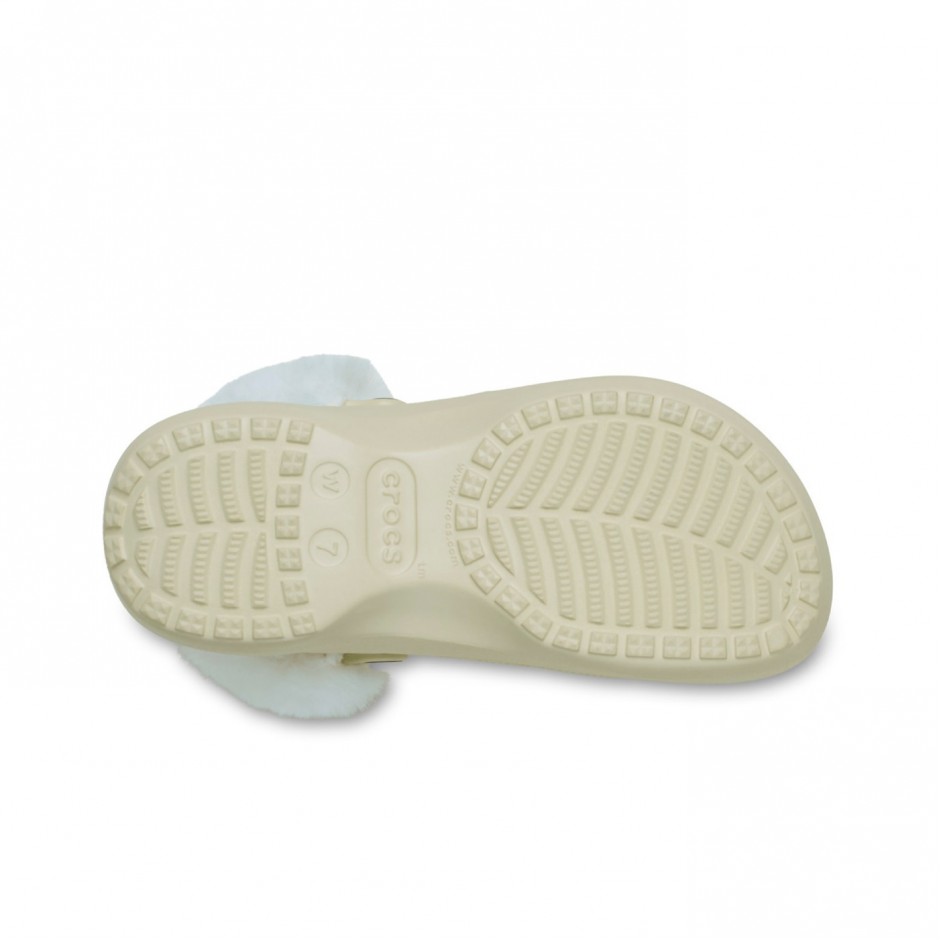 CROCS CLASSIC PLATFORM FUZZ LINED CLOG 212854-2Y2 Ecru