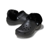 CROCS CLASSIC PLATFORM FUZZ LINED CLOG 212854-001 Black Image 0