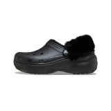 CROCS CLASSIC PLATFORM FUZZ LINED CLOG 212854-001 Black Image 1