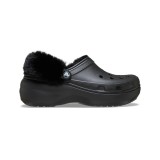 CROCS CLASSIC PLATFORM FUZZ LINED CLOG 212854-001 Black Image 