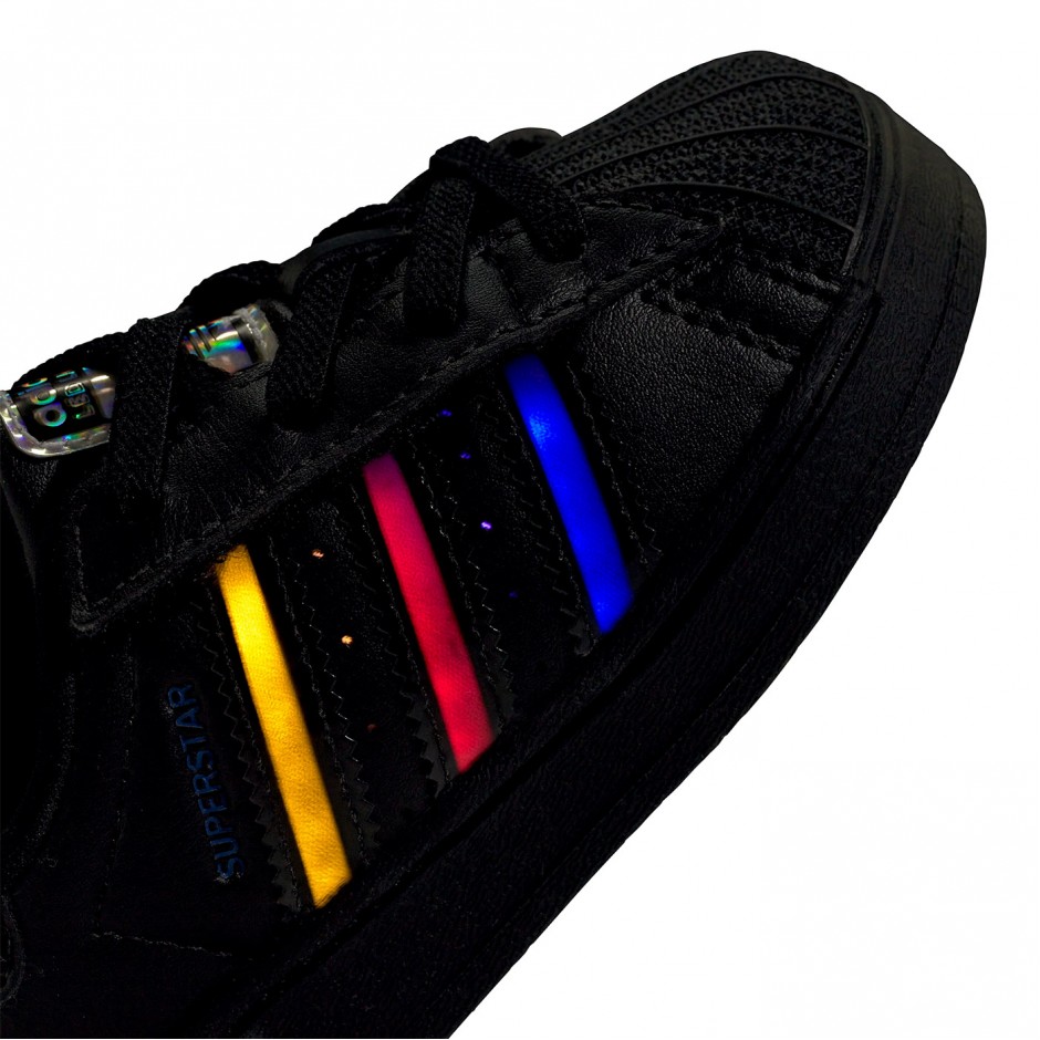 Βρεφικά Sneakers Μαύρα - adidas Originals Superstar Led Lights Comfort Closure