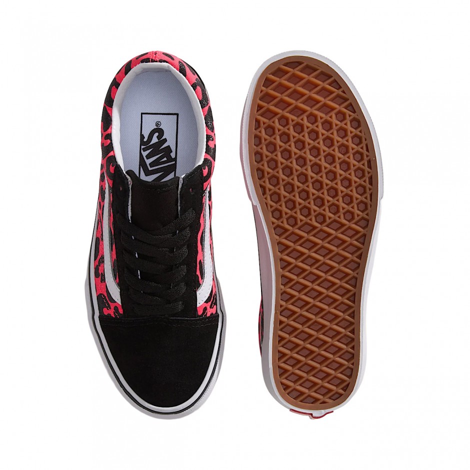Kids' Sneakers Fuchsia - Vans Old Skool Glitter Leopard