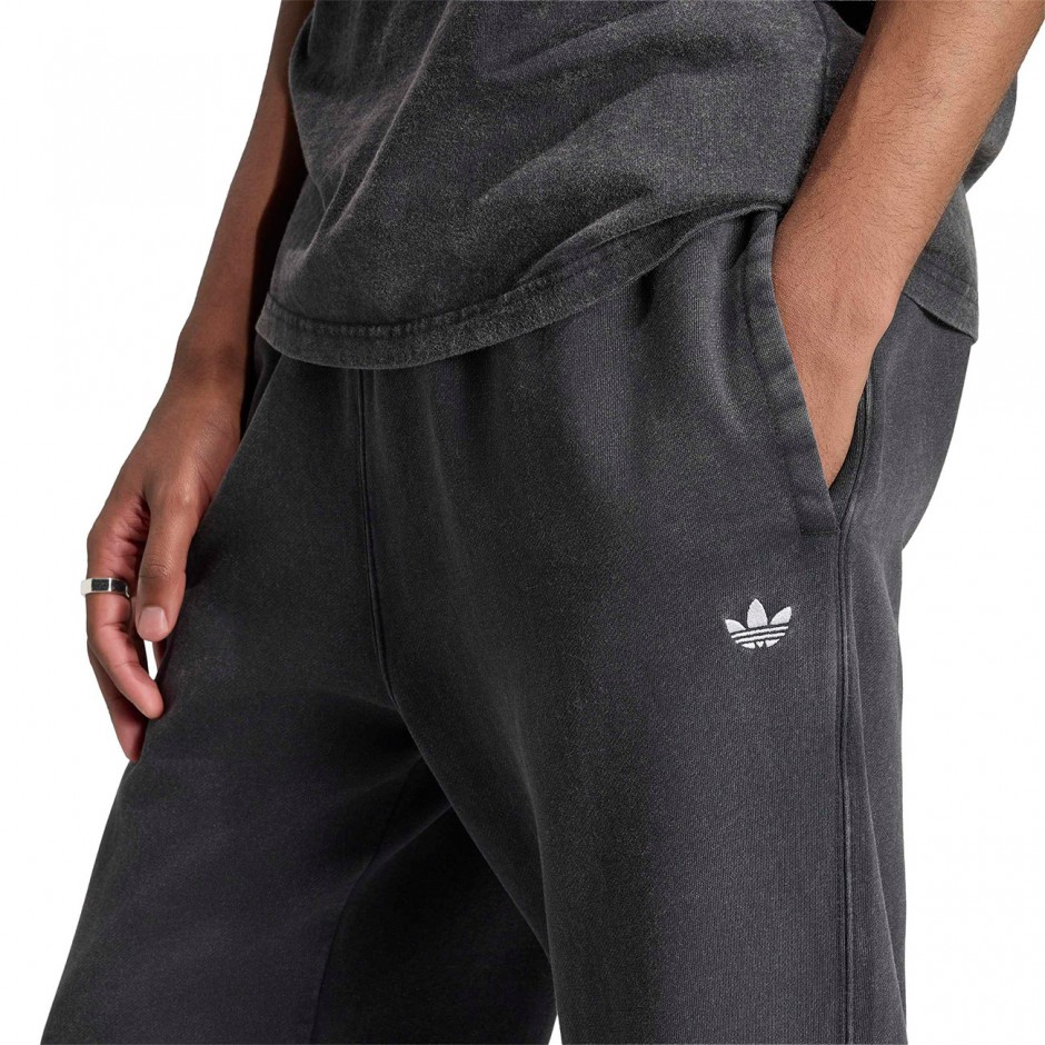 Ανδρικό Παντελόνι Φόρμα Μαύρο - adidas Originals Trefoil Essentials Washed