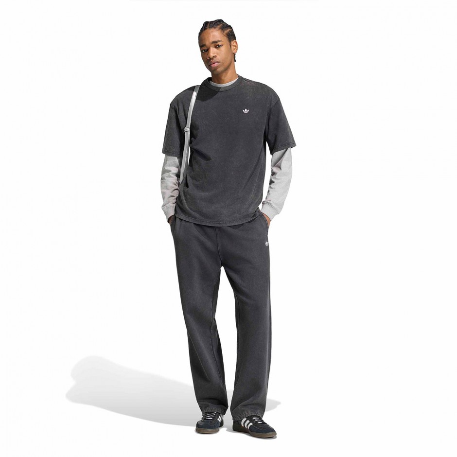 Ανδρικό Παντελόνι Φόρμα Μαύρο - adidas Originals Trefoil Essentials Washed