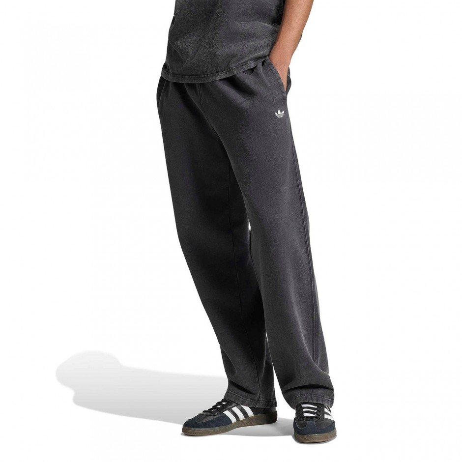 Ανδρικό Παντελόνι Φόρμα Μαύρο - adidas Originals Trefoil Essentials Washed