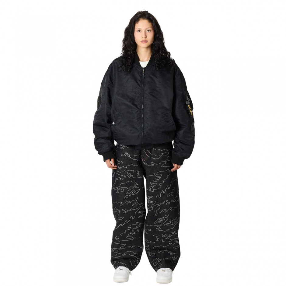 Unisex Τζιν Παντελόνι Μαύρο - Grimey Odd Cutlass Jacquard Big Boy