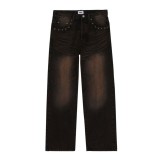 Men's Denim Pants Black - Obey Studded Boxcar Image 