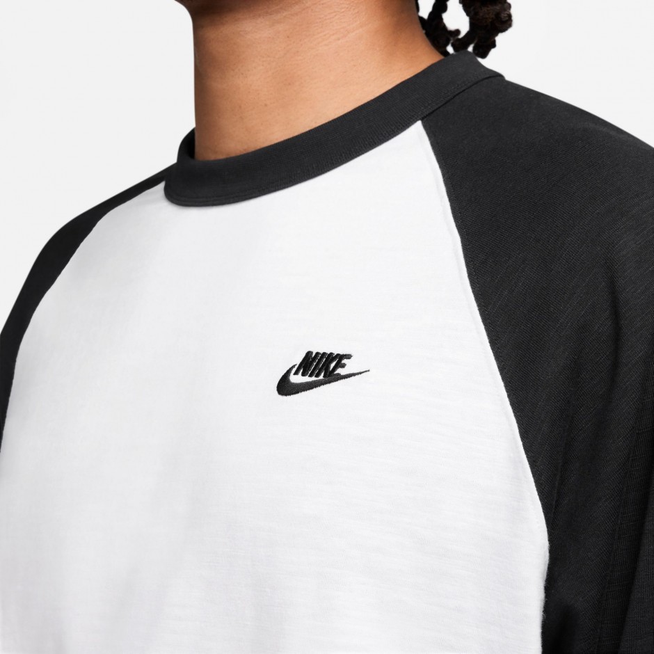 Ανδρική Μακρυμάνικη Μπλούζα Λευκή-Μαύρη - Nike Sportswear Club
