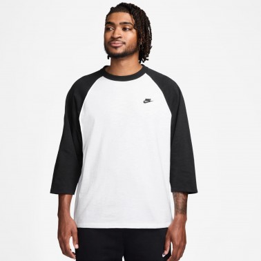 Men's Long Sleeve Tee White-Black - Nike Sportswear Club