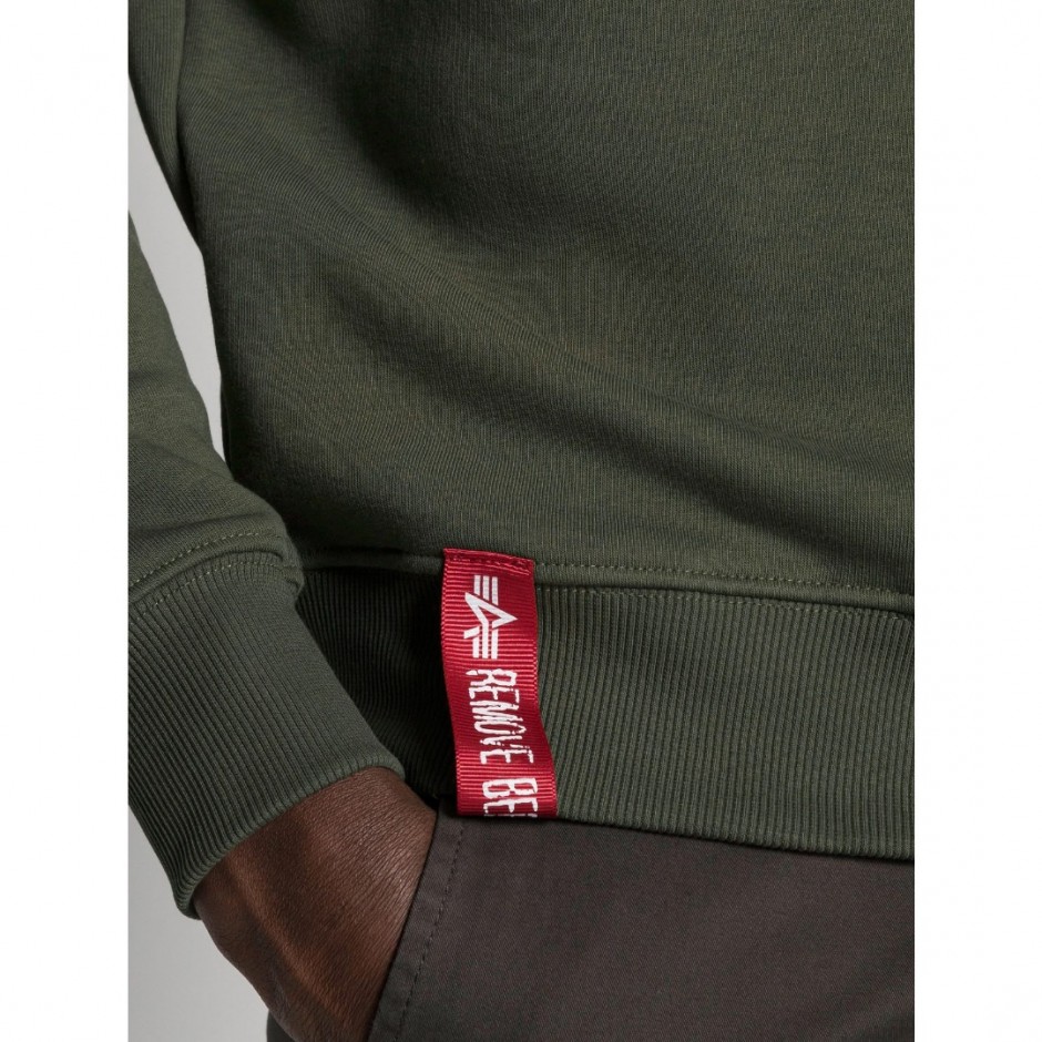 Alpha Industries Basic Sweater Small Logo Λαδί- Ανδρική Μακρυμάνικη Μπλούζα