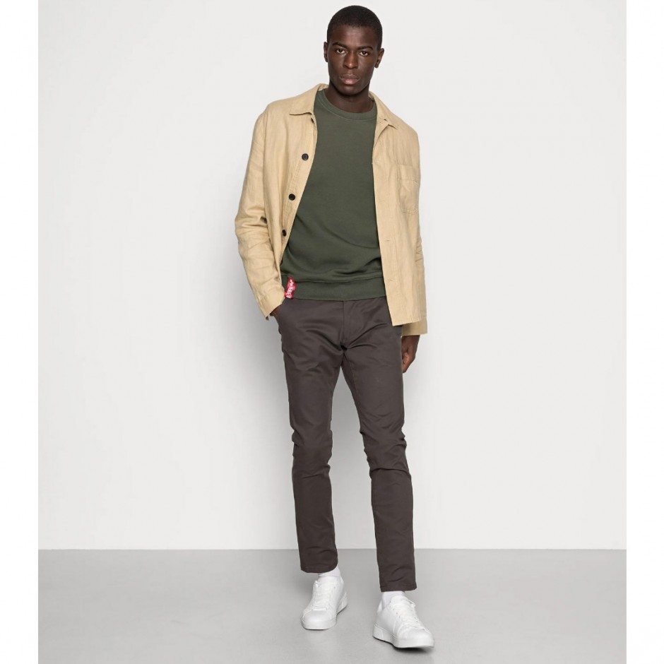 Alpha Industries Basic Sweater Small Logo Λαδί- Ανδρική Μακρυμάνικη Μπλούζα