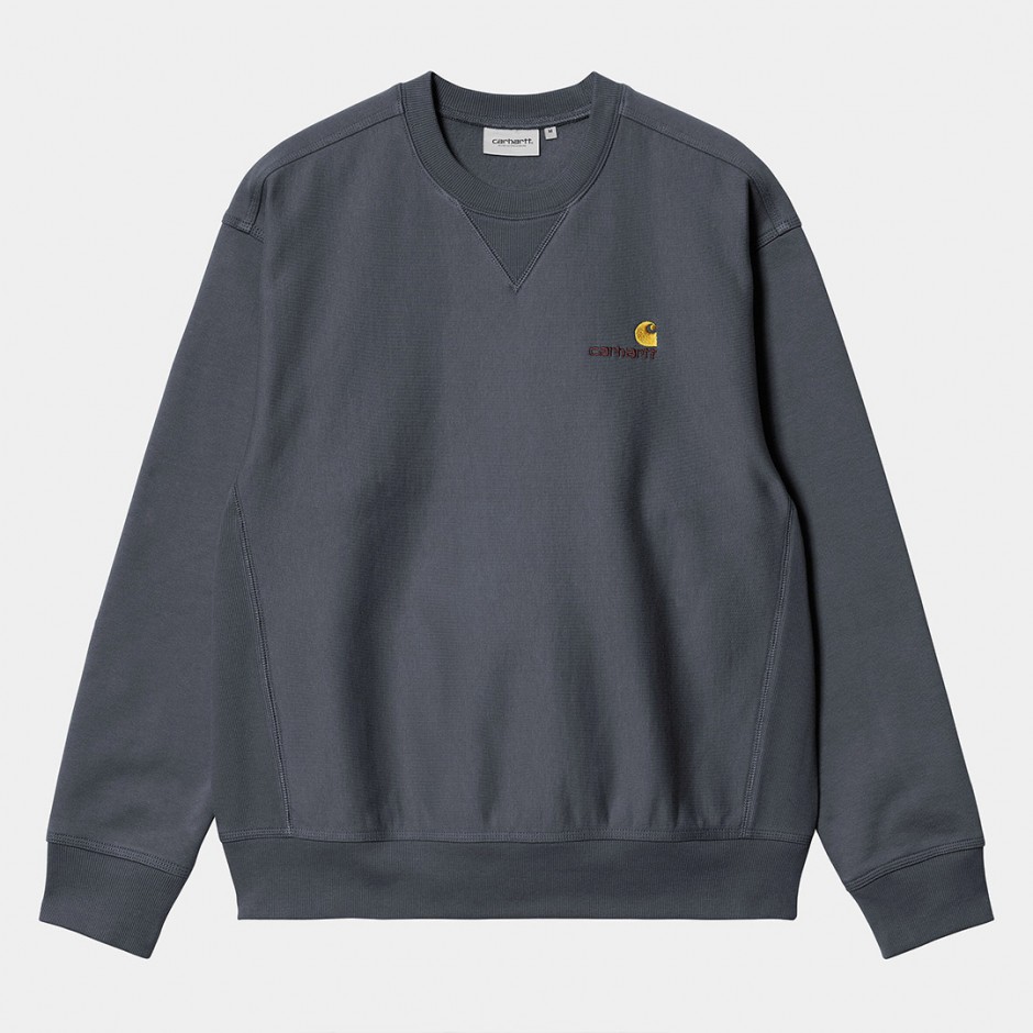 Carhartt WIP American Script Ανθρακί - Ανδρικό Φούτερ Με Λαιμόκοψη