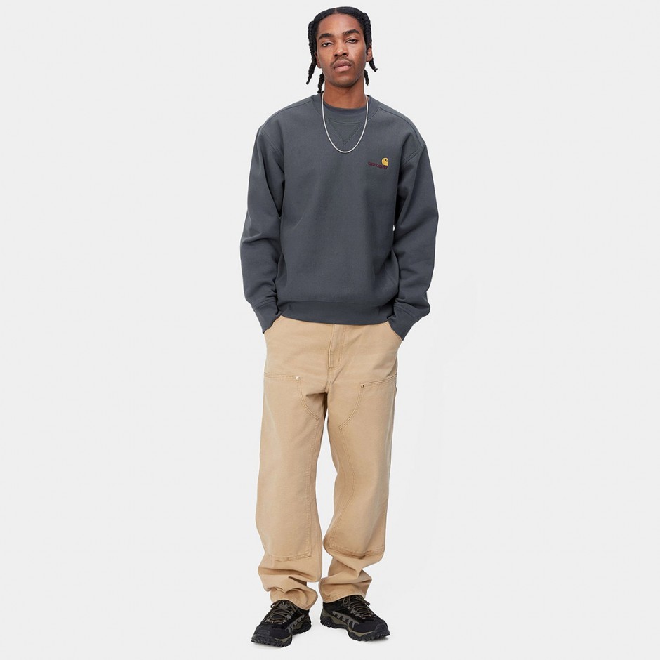 Carhartt WIP American Script Ανθρακί - Ανδρικό Φούτερ Με Λαιμόκοψη