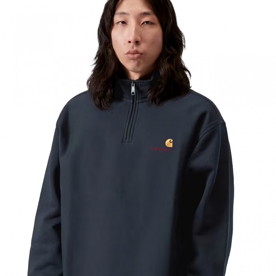 CARHARTT WIP HALF ZIP AMERICAN SCRIPT SWEAT I027014-J0XX Blue