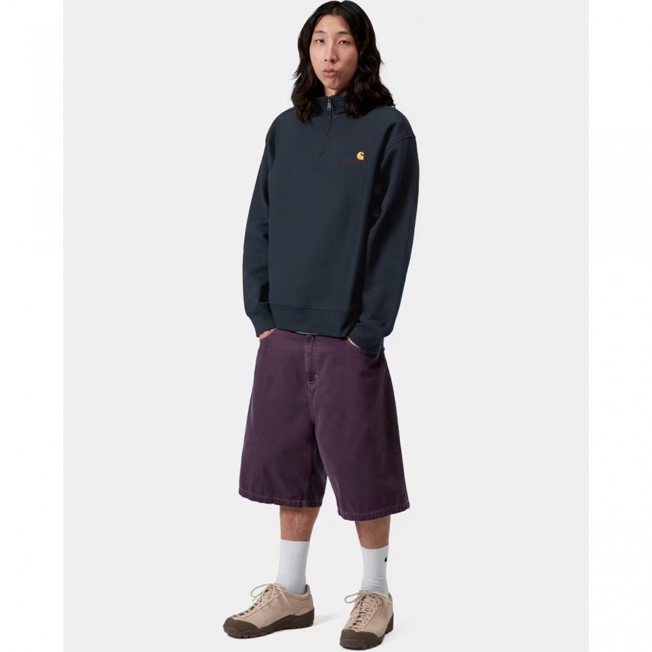 CARHARTT WIP HALF ZIP AMERICAN SCRIPT SWEAT I027014-J0XX Blue