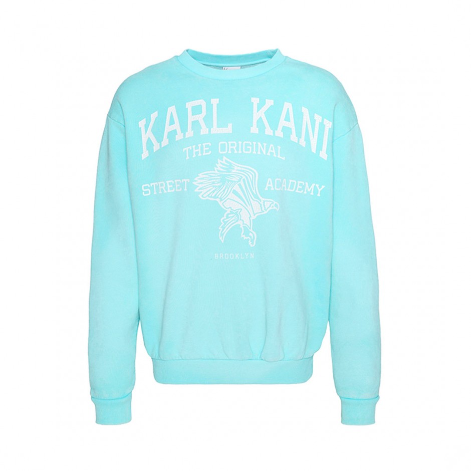 KARL KANI STREET ACADEMY WASHED OS CREW KM243-004-1-LIGHT BLUE Siel