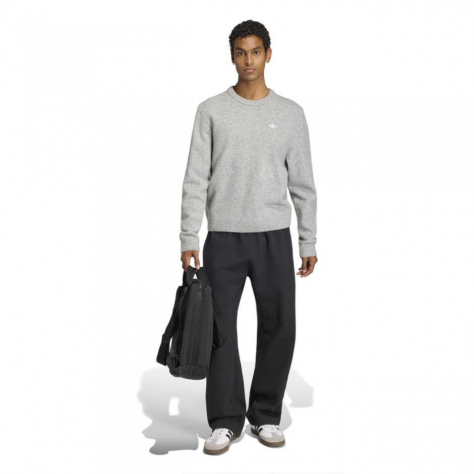 Ανδρική Πλεκτή Μπλούζα Γκρι - adidas Originals Trefoil Essentials Fully Knit