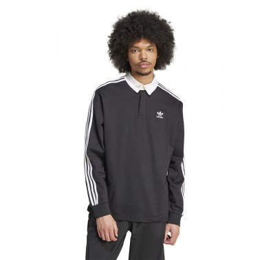 Ανδρική Μπλούζα Πόλο Μαύρη - adidas Originals Adicolor Rugby