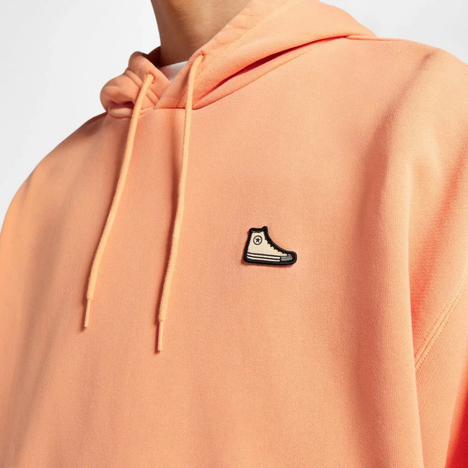 Converse Go-To Sneaker Patch Loose Fit Πορτοκαλί - Ανδρικό Φούτερ Με Κουκούλα