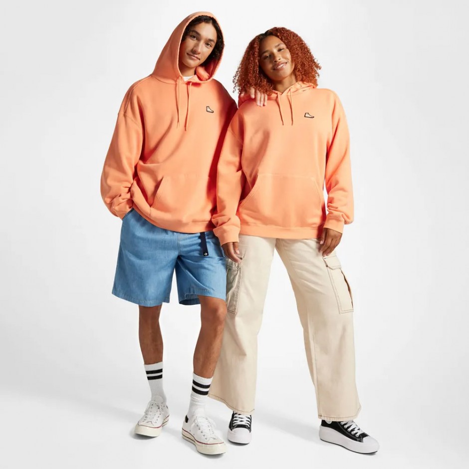 Converse Go-To Sneaker Patch Loose Fit Πορτοκαλί - Ανδρικό Φούτερ Με Κουκούλα