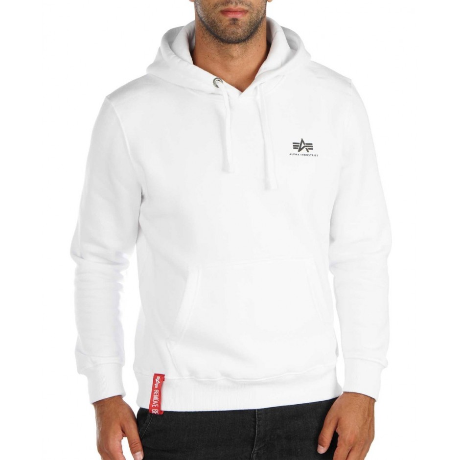 Ανδρική Μπλούζα Φούτερ ALPHA INDUSTRIES BASIC HOODY SMALL LOGO Λευκό 196318-09 