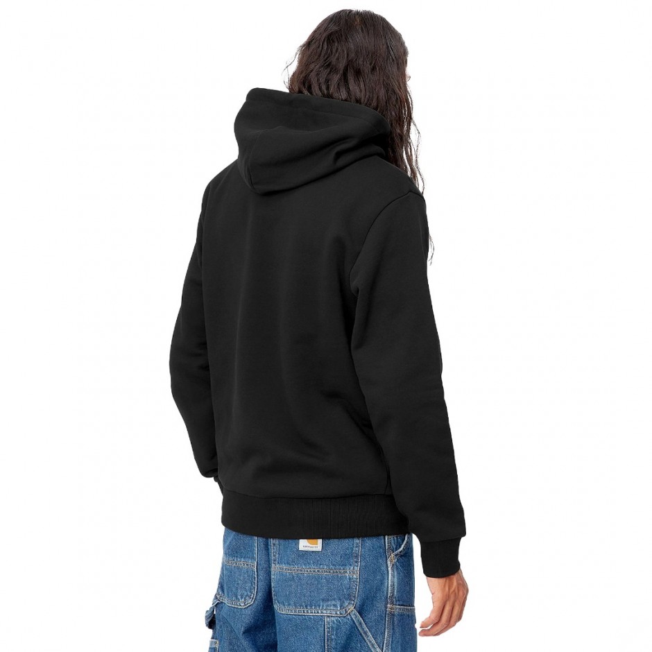 Carhartt WIP Hooded Script Embroidery Μαυρο - Ανδρική Μπλούζα Φούτερ