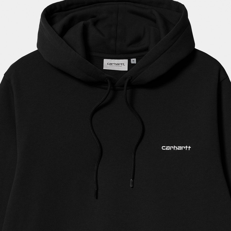 Carhartt WIP Hooded Script Embroidery Μαυρο - Ανδρική Μπλούζα Φούτερ