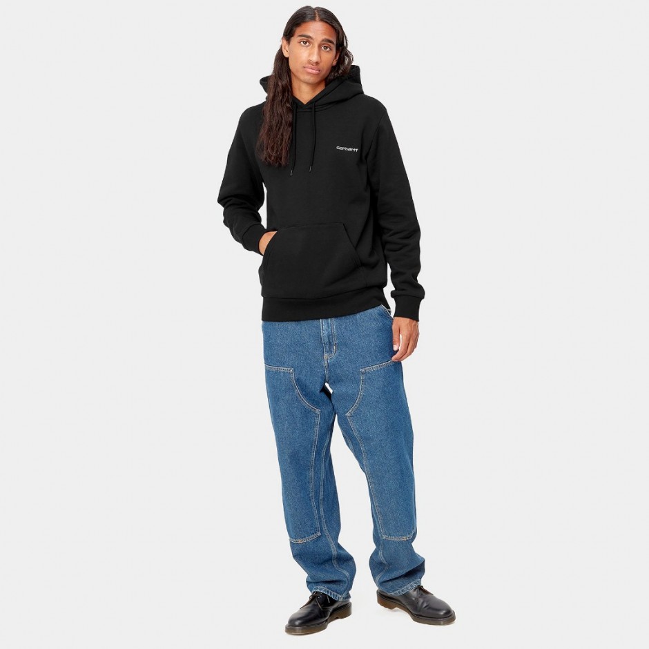 Carhartt WIP Hooded Script Embroidery Μαυρο - Ανδρική Μπλούζα Φούτερ