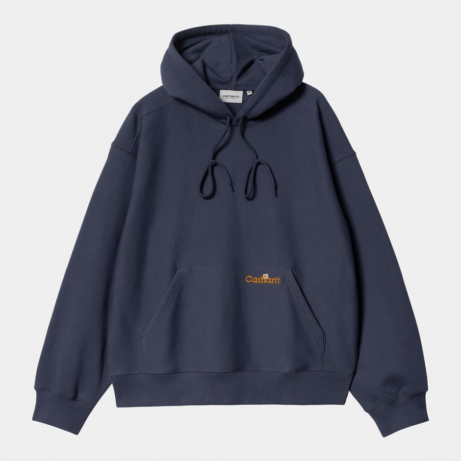 CARHARTT WIP HOODED LABEL SCRIPT SWEAT I034430-01XX Blue
