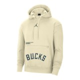 Jordan Milwaukee Bucks Μπέζ - Ανδρική Μπλούζα Φούτερ Μπάσκετ