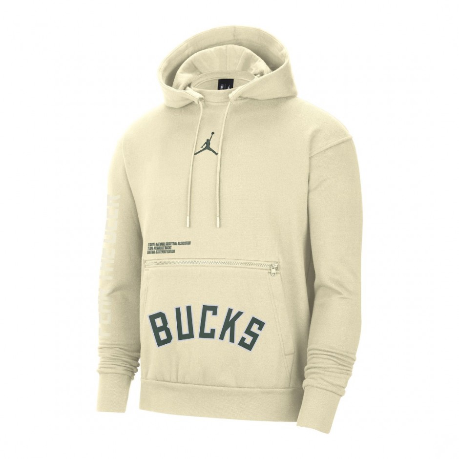 Jordan Milwaukee Bucks Μπέζ - Ανδρική Μπλούζα Φούτερ Μπάσκετ
