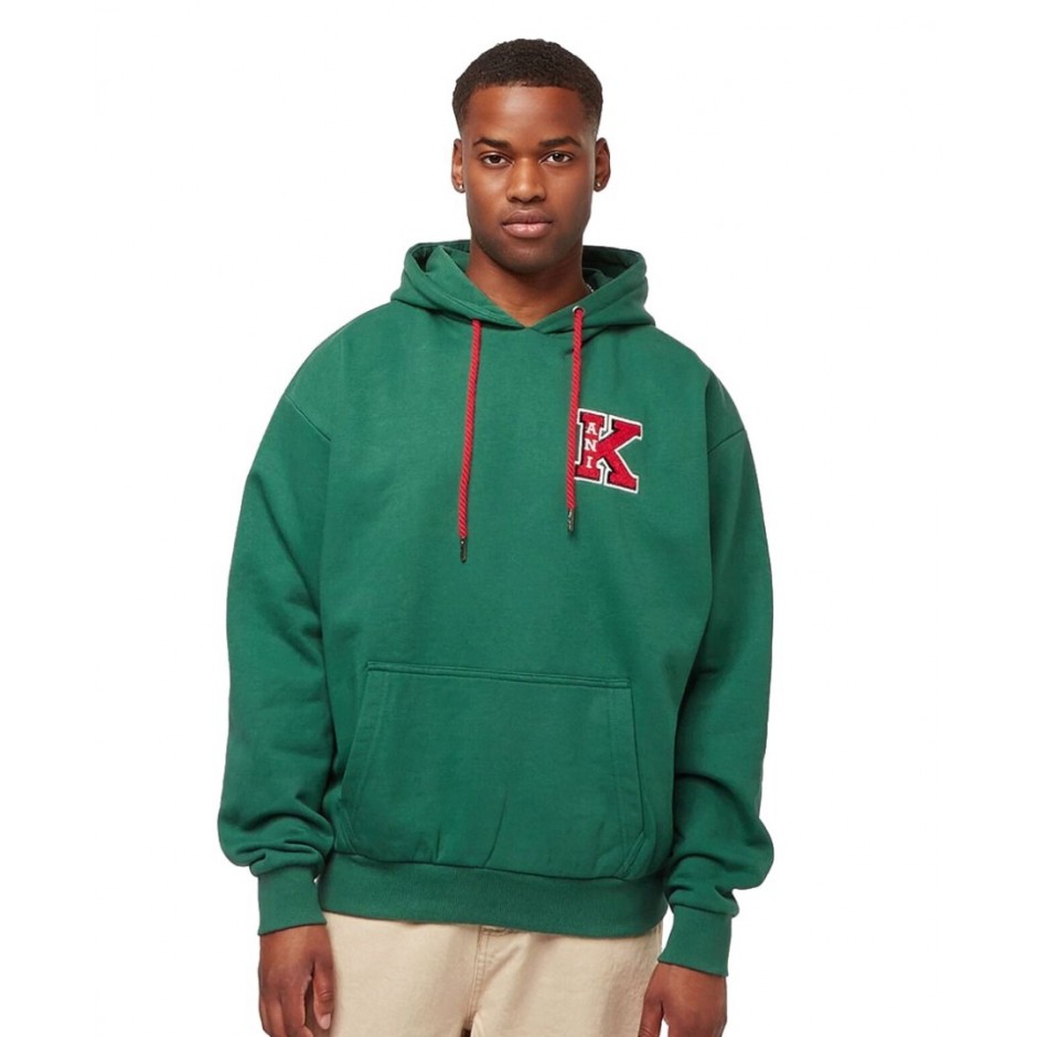 Ανδρική Μπλούζα Φούτερ KARL KANI RETRO PATCH OS HOODIE Πράσινο KM223-049-1-DAGREE 
