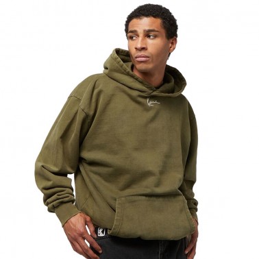 KARL KANI SMALL SIGNATURE OS HEAVY SWEATWASHED KM234-058-2-GREEN OLIVE