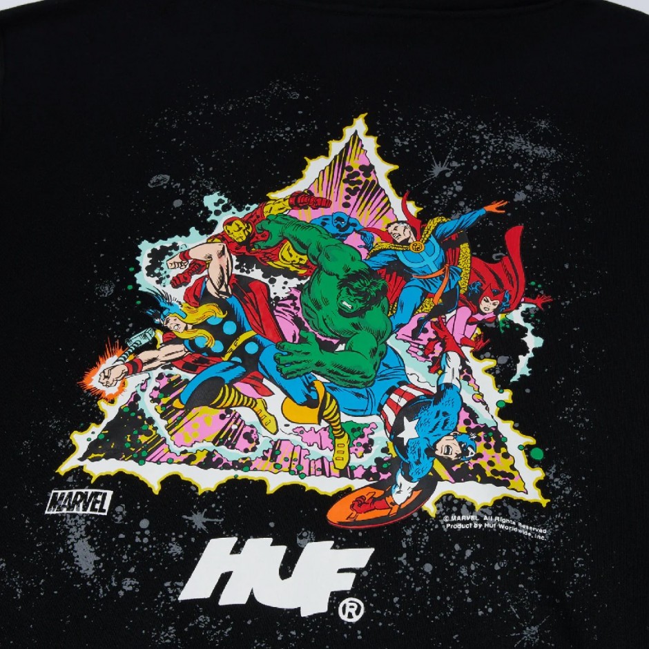 Huf x Avengers Cosmic Assemblage Μαύρο - Ανδρική Μπλούζα Φούτερ