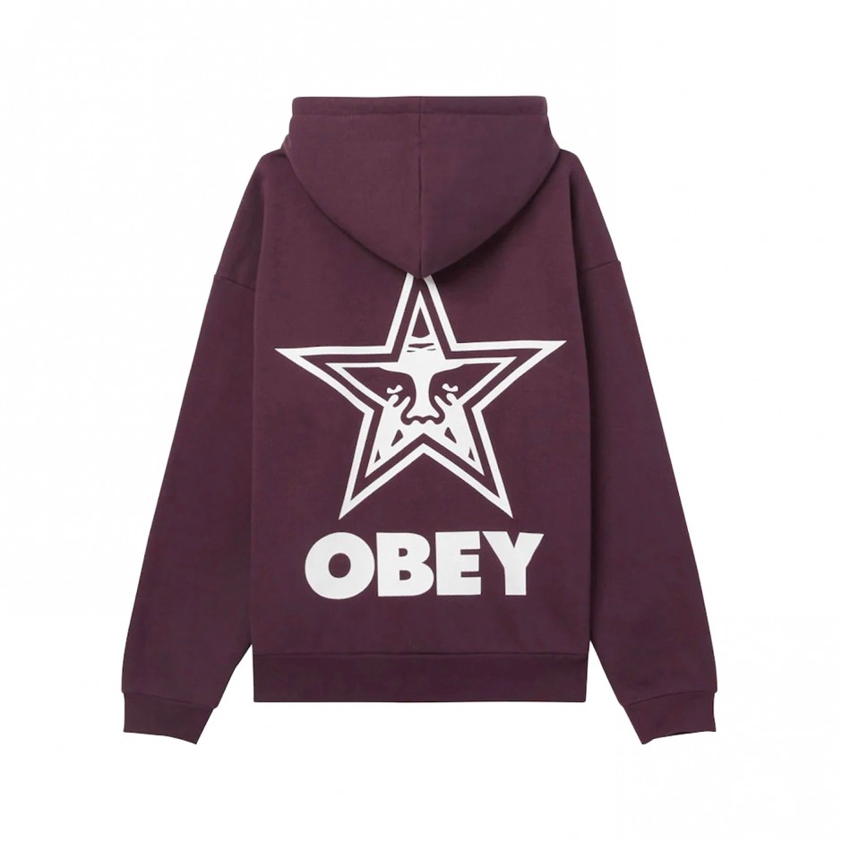OBEY BOLD STAR EXTRA HEAVY HOOD FLEECE 112470224-WNT Βordeaux