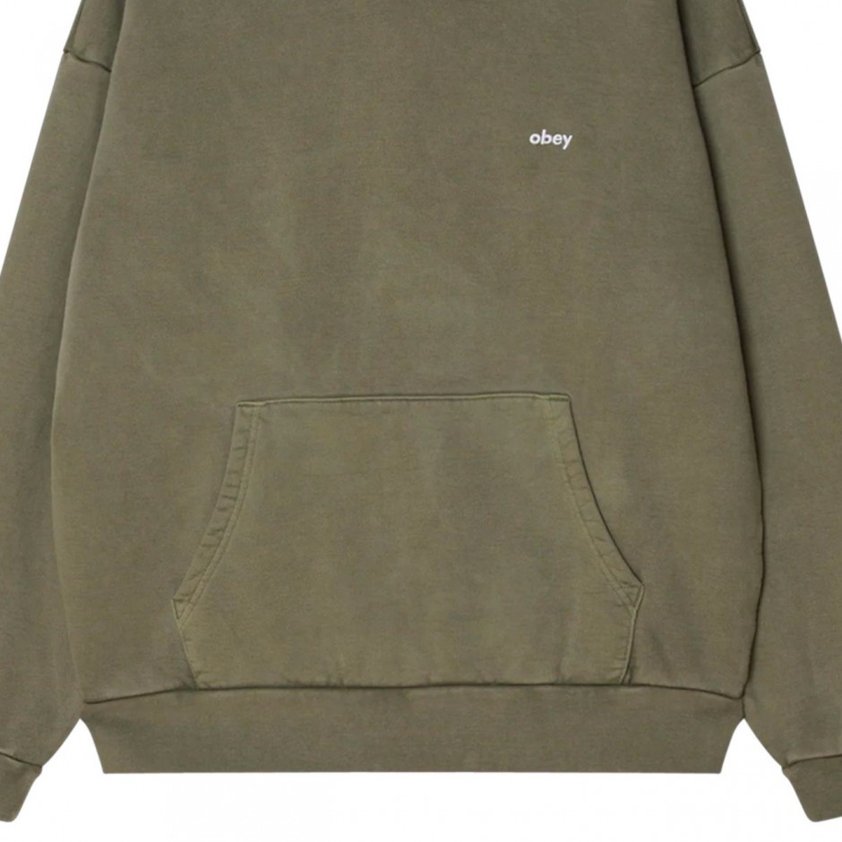 OBEY LOWERCASE PIGMENT HOOD FLEECE 112470194-DLN OLIVE