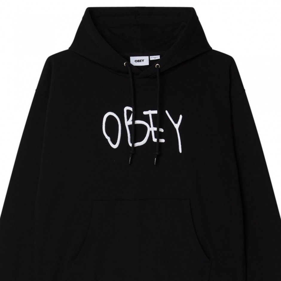 OBEY SCRIBBLE HOOD FLEECE 112470261-BLK Black