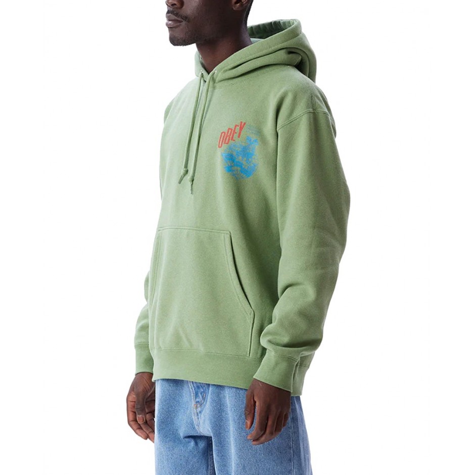 OBEY HAMMER GLOBE PREMIUM HOOD FLEECE 112843155-JAD Green